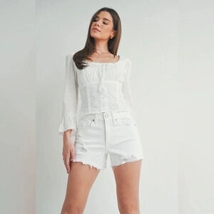 JUST USA - White Distressed Denim Shorts